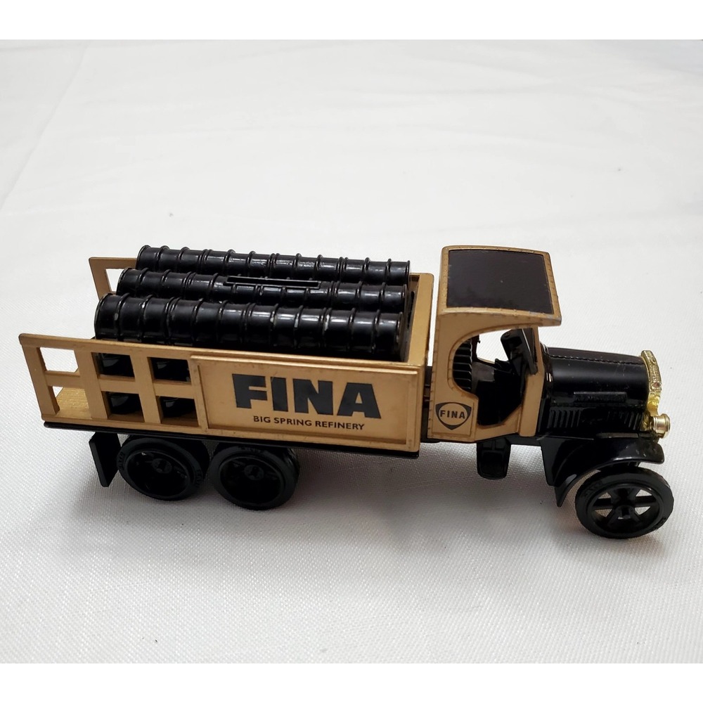 Vintage Fina Big Spring Refinery Motor Kenworth Truck Coin Bank Cast Metal 8"